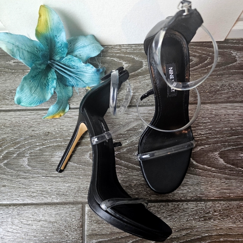 Nine West Womens LEAH3 Black Stilettos Dress Ankle Strap Pumps Shoes NWT